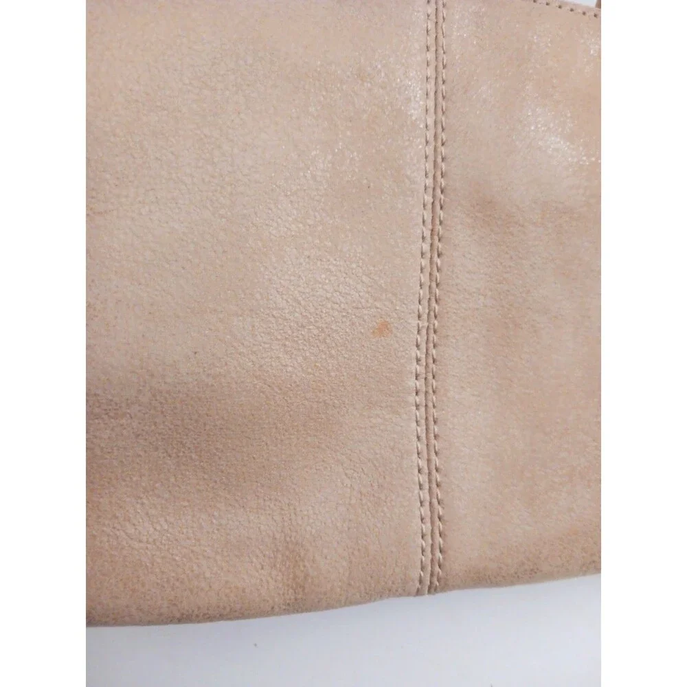 HOBO Sable Wristlet Bag Irish Cream Tan Leather Circle Handle 10X6